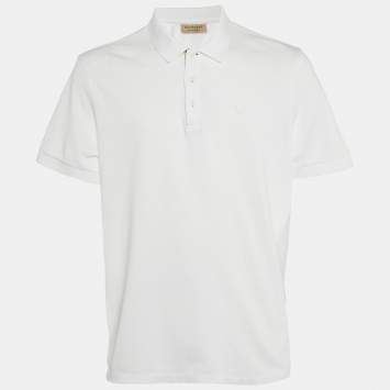 Pre Owned Burberry White Cotton Hartford Polo T-Shirt XXL