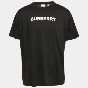 Pre Owned Burberry Black Logo Print Jersey T-Shirt L
