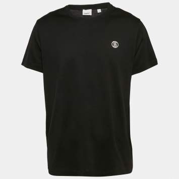 Pre Owned Burberry Black TB Embroidered Jersey T-Shirt XL