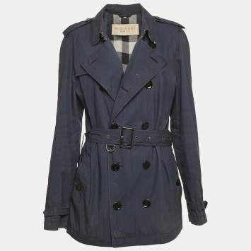 Pre Owned Burberry Black Cotton Double Breasted Jacket M