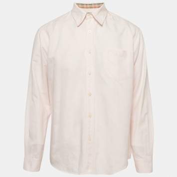 Burberry Pink Linen Long Sleeve Shirt XL