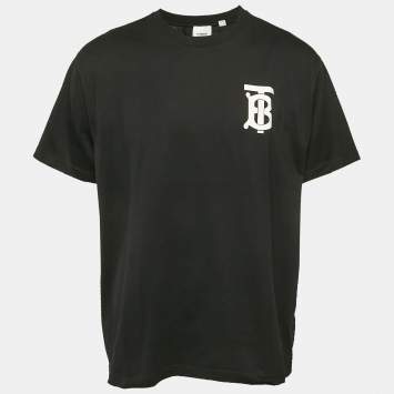 Pre Owned Burberry Black TB Print Jersey Crewneck T-Shirt L