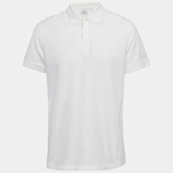 Burberry White Cotton Pique Polo T-Shirt L