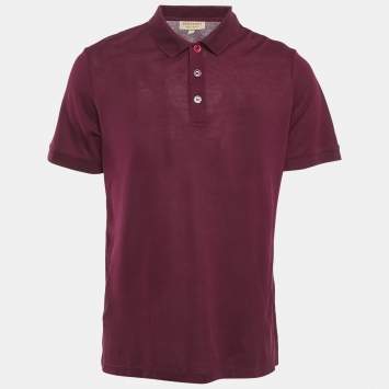 Burberry Burgundy Cotton Pique Knit Polo T-Shirt L