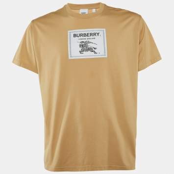 Burberry London Brown Printed Cotton Knit Crew Neck T Shirt S