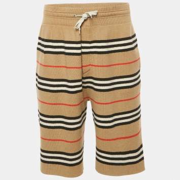 Burberry Beige Striped Wool Kenton Shorts S