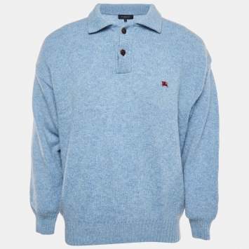 Burberry Light Blue Wool Sweater XL