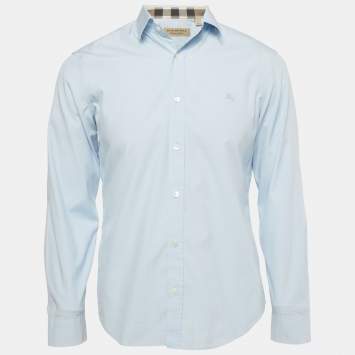 Pre Owned Burberry Blue Cotton Button Front Shirt M