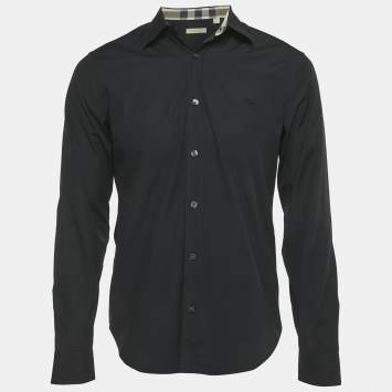 Burberry Black Cotton Long Sleeve Shirt M