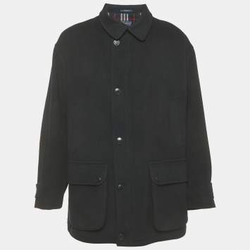 Burberry Midnight Blue Cotton Zip Front Hooded Sweatshirt L