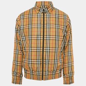 Pre Owned Burberry Brown House Checks Synthetic Zip-Up Jacket M