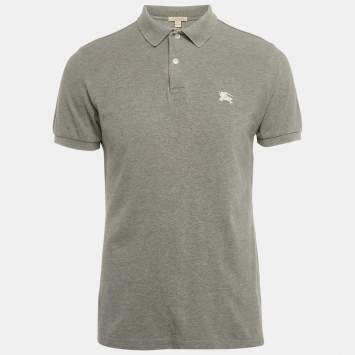 Pre Owned Burberry Brit Grey Pique Cotton Polo T-Shirt M