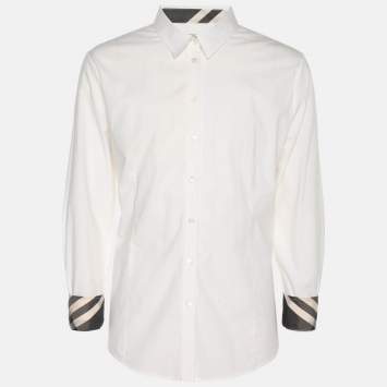 Pre Owned Burberry Cream Stretch Cotton Long Sleeve Shirt L