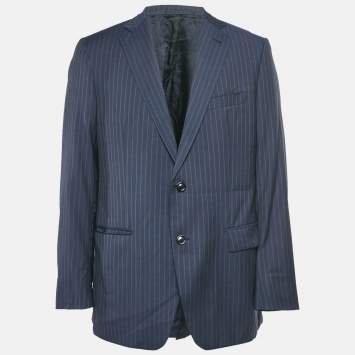 مملوكة مسبقًا Burberry Vintage Blue Pinstripe Wool Blazer L
