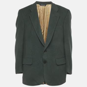 Pre Owned Burberry Vintage Green Felt Regular Fit Blazer XXL