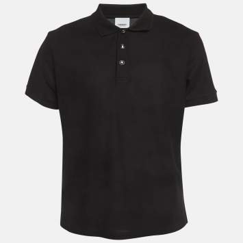 Pre Owned Burberry Black Cotton Pique Polo T-Shirt XL