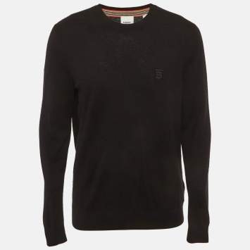 Pre Owned Burberry Black Cashmere Knit Crewneck Sweater L