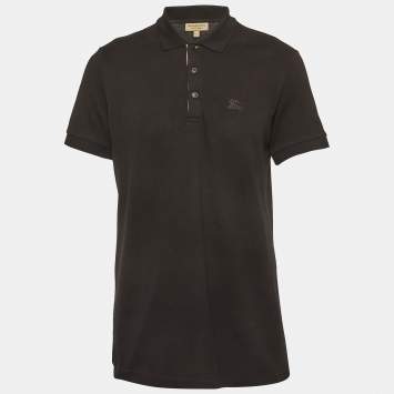مملوكة مسبقًا Burberry Black Cotton Pique Polo T-Shirt L