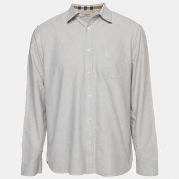 مملوكة مسبقًا Burberry Grey Cotton Button Down Shirt XL
