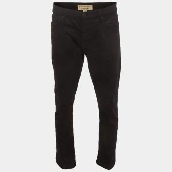 Pre Owned Burberry Black Stretch Denim Straight Fit Jeans L/Waist 36"