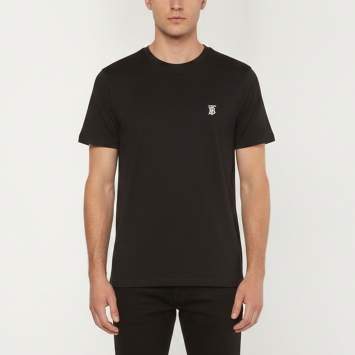 مملوكة مسبقًا Burberry Black Logo Embroidered Jersey Crewneck T-Shirt L