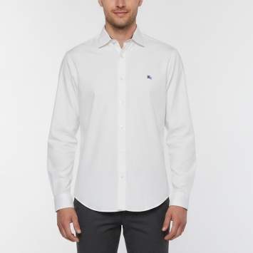Pre Owned Burberry White Logo Embroidered Poplin Button Down Shirt L