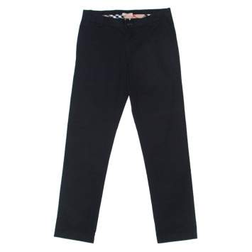 Pre Owned Burberry Black Cotton Straight Legged Chinos M