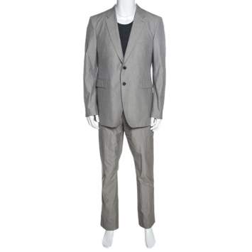 Pre Owned Burberry Grey Cotton Knit Regular Fit Suit XXL