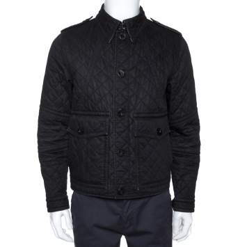 مملوكة مسبقًا Burberry Black Diamond Quilted Button Front Coat S