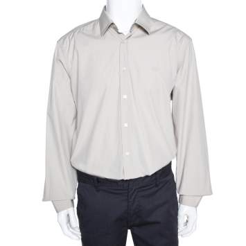 Pre Owned Burberry Brit Light Beige Cotton Nova Check Detail Shirt XXXL