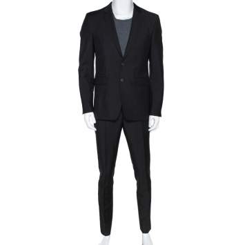 Pre Owned Burberry Black Mohair Wool Tailored Suit L