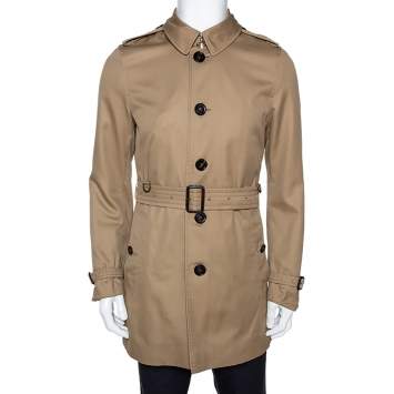 Pre Owned Burberry Camel Beige Cotton Belted Britton Trench Coat M