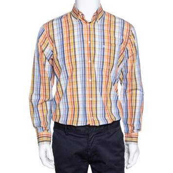 Pre Owned Burberry Multicolor Checked Cotton Button Down Long Sleeve Shirt S