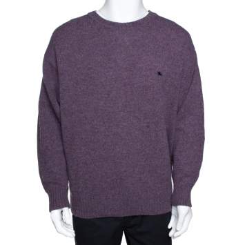 Pre Owned Burberry Purple Wool Crew Neck Sweater XXL