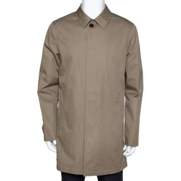 Pre Owned Burberry Brit Khaki Cotton Button Front Car Coat M