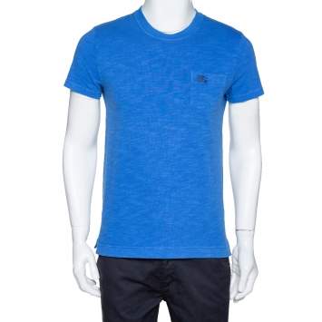 Pre Owned Burberry Brit Blue Cotton Knit Logo Hardware Detail T Shirt S