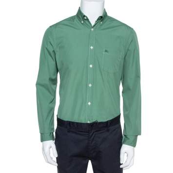 Pre Owned Burberry Brit Green Cotton Button Front Long Sleeve Shirt M