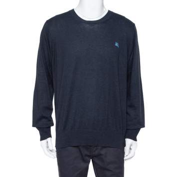 Pre Owned Burberry Brit Navy Blue Cotton Crewneck Sweatshirt XXL