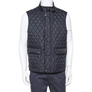 Pre Owned Burberry Brit Black Quilted Sleeveless Haymarket Vest L