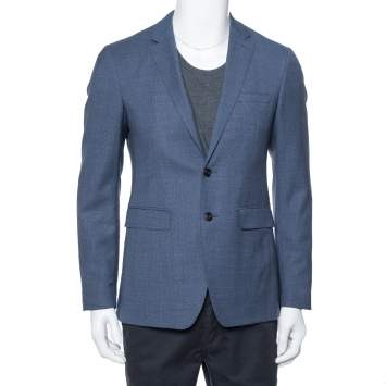 Pre Owned Burberry Navy Blue Wool Classic Blazer S
