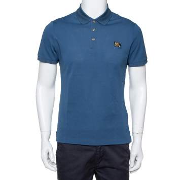 Pre Owned Burberry Teal Blue Cotton Pique Polo T-Shirt M