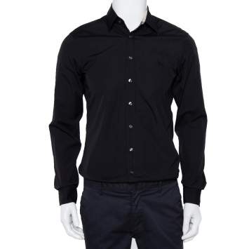Pre Owned Burberry Brit Black Cotton Nova Check Detail Button Front Shirt S