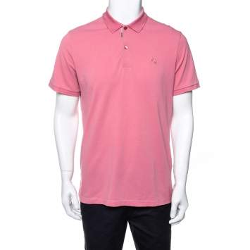 Pre Owned Burberry Pink Cotton Pique Polo T-Shirt XL