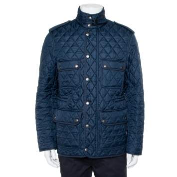Pre Owned Burberry Brit Navy Blue Synthetic Quilted Russell Field Jacket M