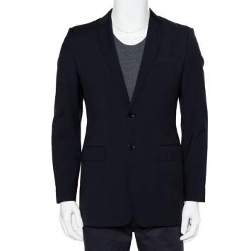 Pre Owned Burberry Midnight Blue Wool Button Front Milbury Blazer M