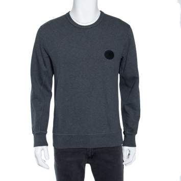 Pre Owned Burberry Grey Knit Logo Crest Embroidered Jayford Sweatshirt S