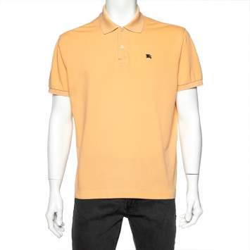 Pre Owned Burberry Vintage Light Orange Cotton New Brinson Polo T-Shirt L