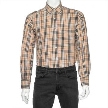 Pre Owned Burberry Beige Nova Check Cotton Long Sleeve Shirt M