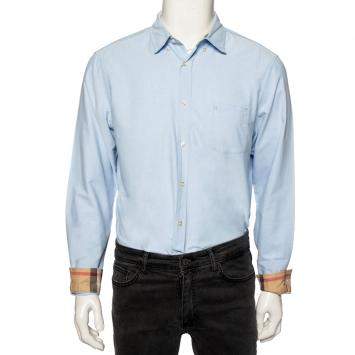 Pre Owned Burberry Brit Blue Cotton Button Front Shirt XL