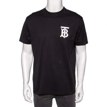 Pre Owned Burberry Black B series Monogram Logo Detail Limited Edition Crew Neck T Shirt S